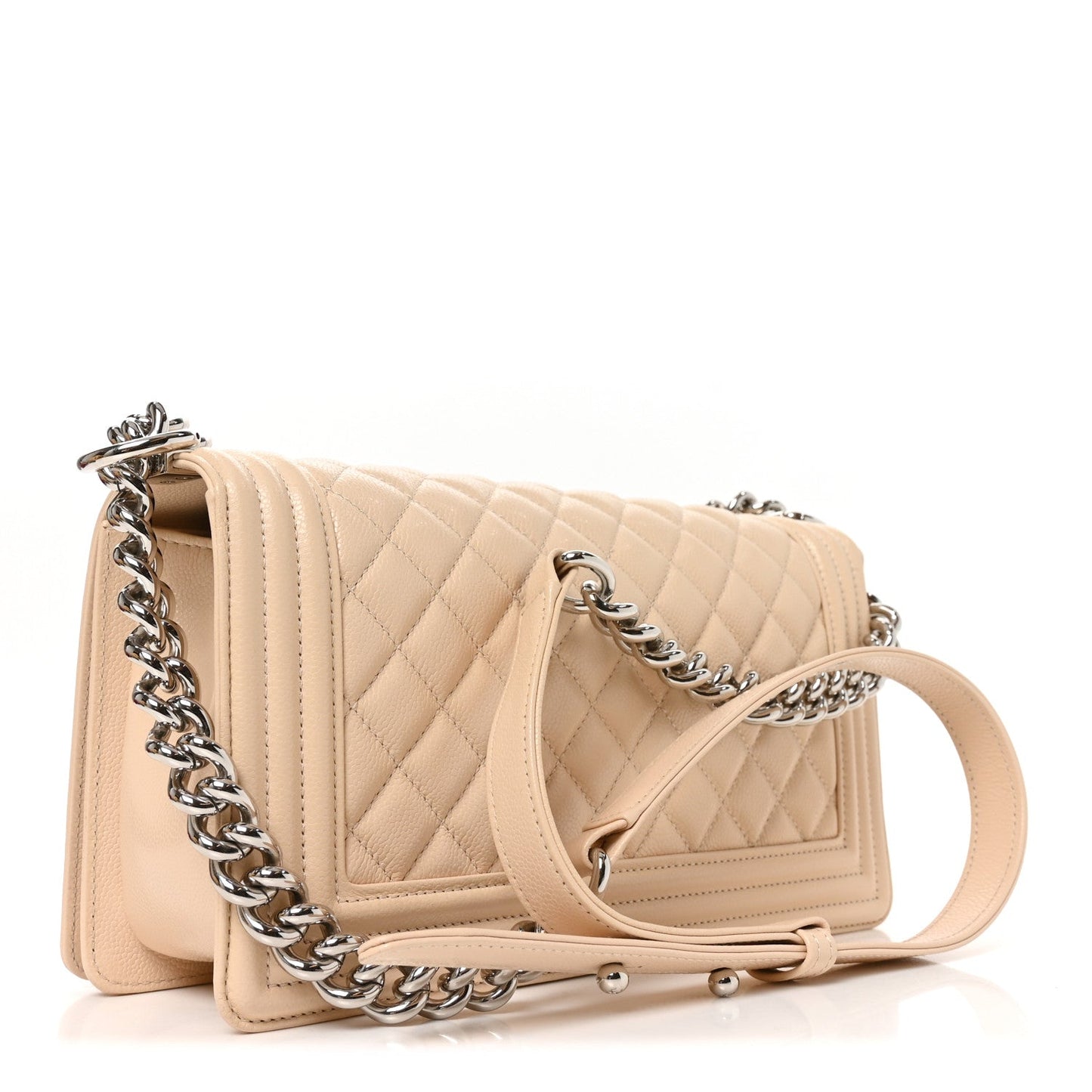 Caviar Quilted Medium Boy Flap Beige