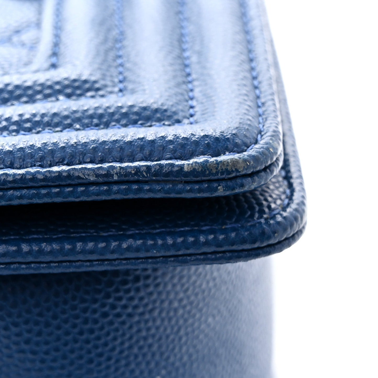 Caviar Quilted Small Boy Flap Dark Blue