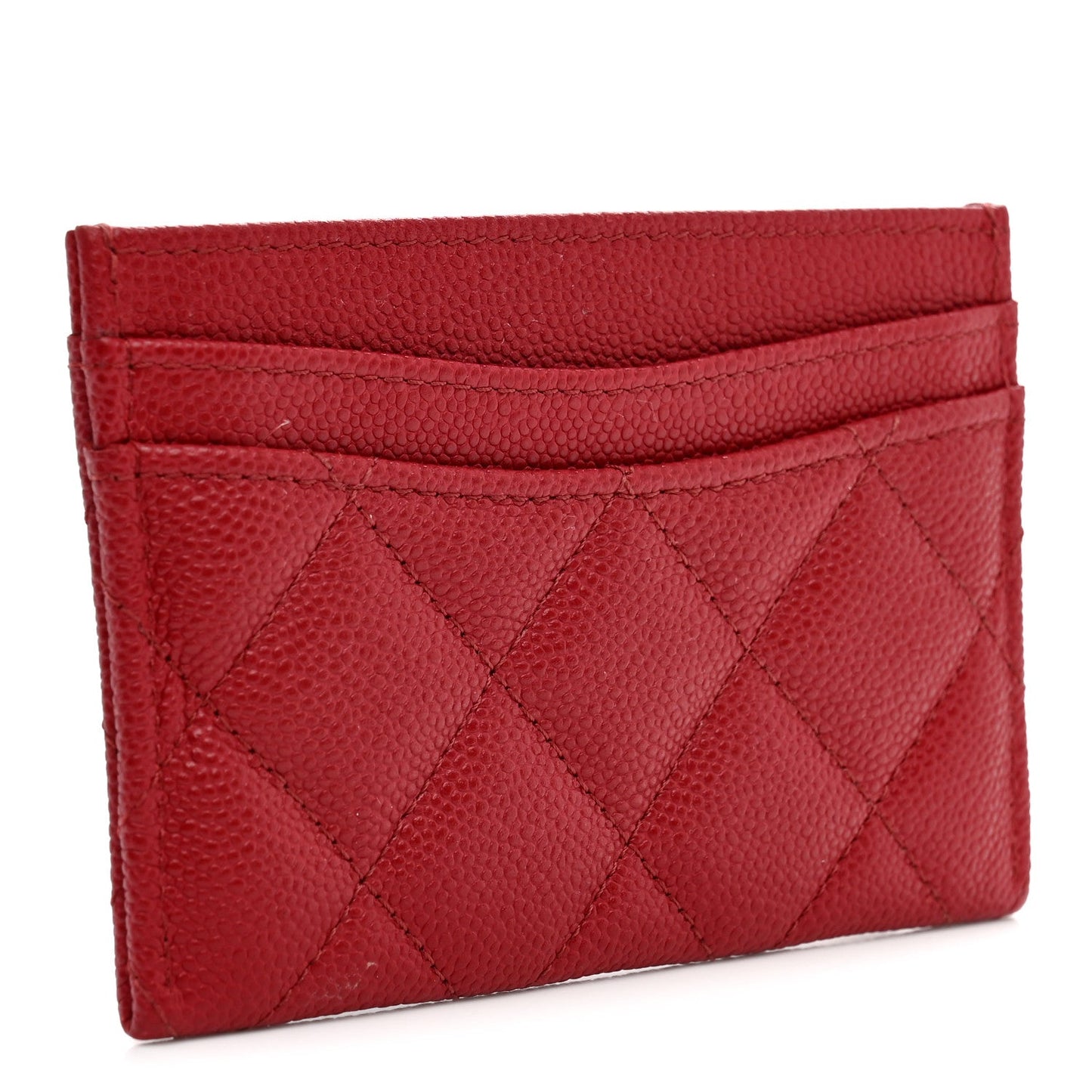 Caviar Quilted Card Holder Red