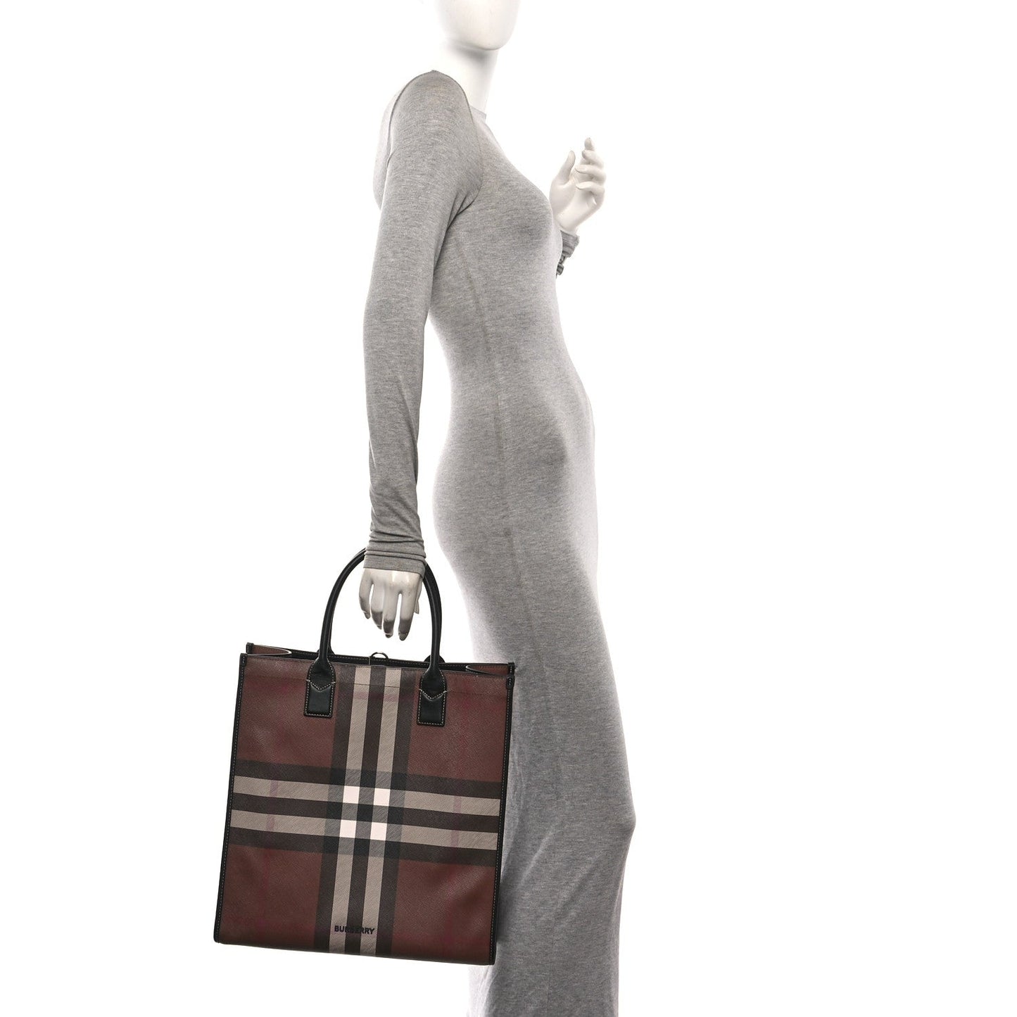 E-Canvas Denny Check Tote Brown