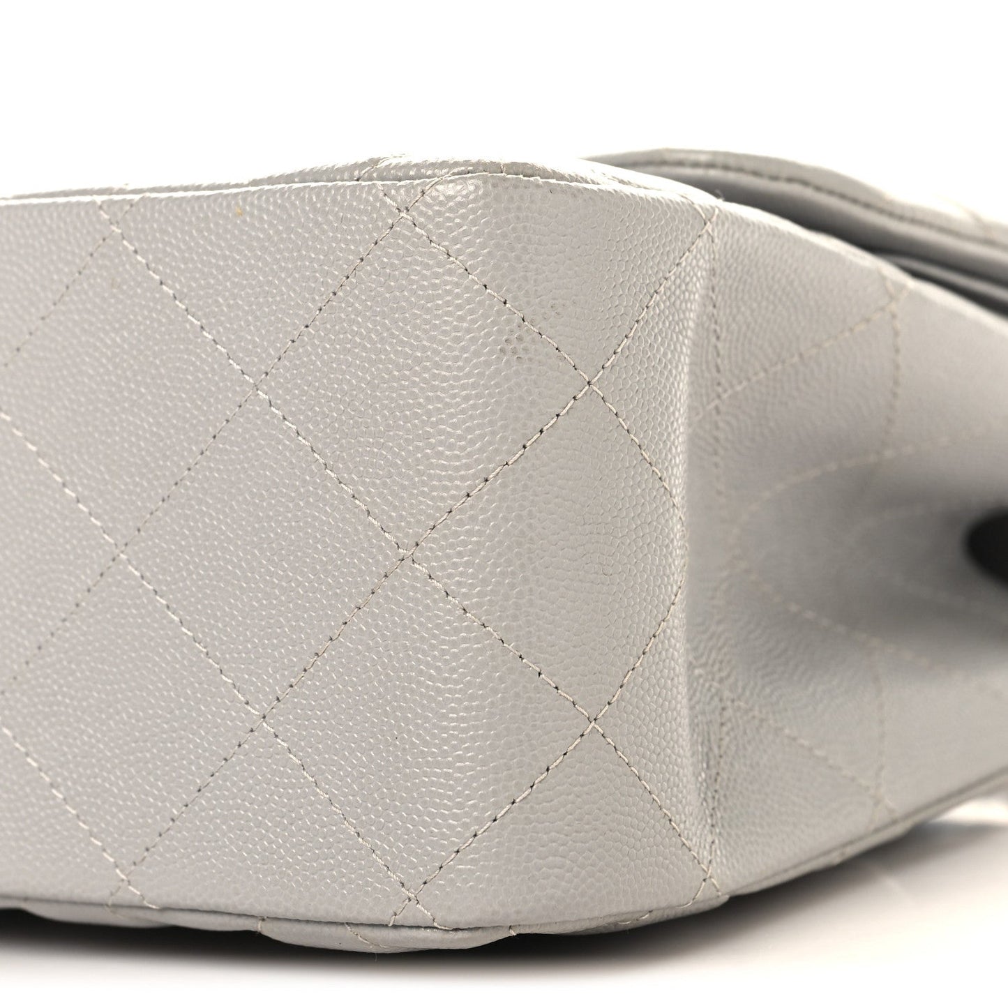 Caviar Quilted Jumbo Double Flap Grey