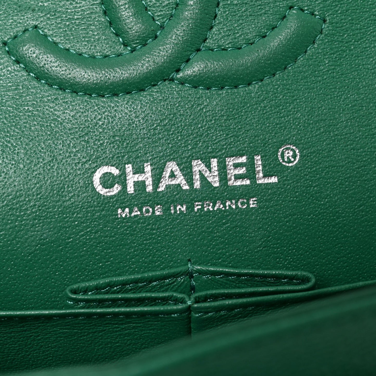 Caviar Quilted Small Double Flap Green