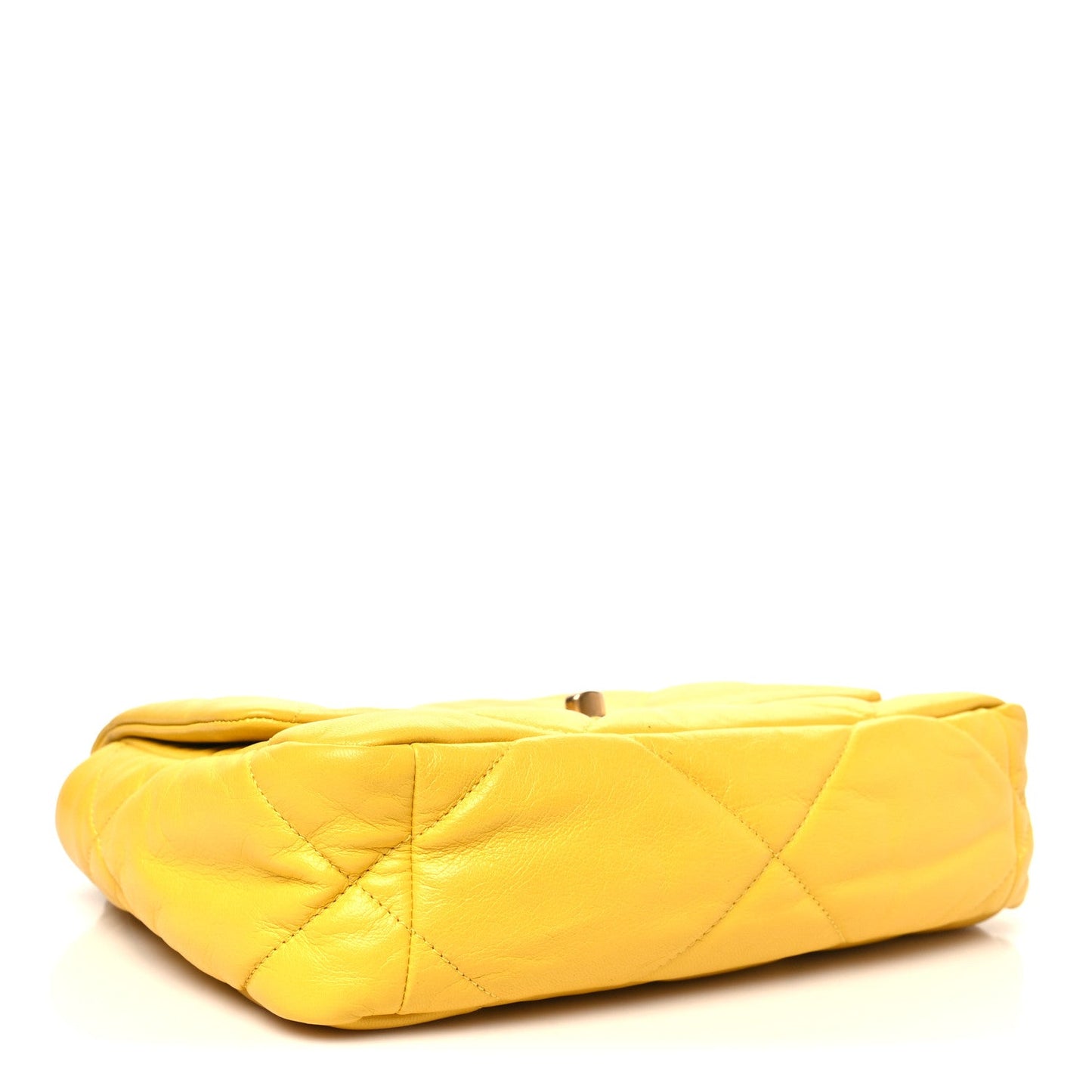 Shiny Goatskin Quilted Medium Chanel 19 Flap Yellow
