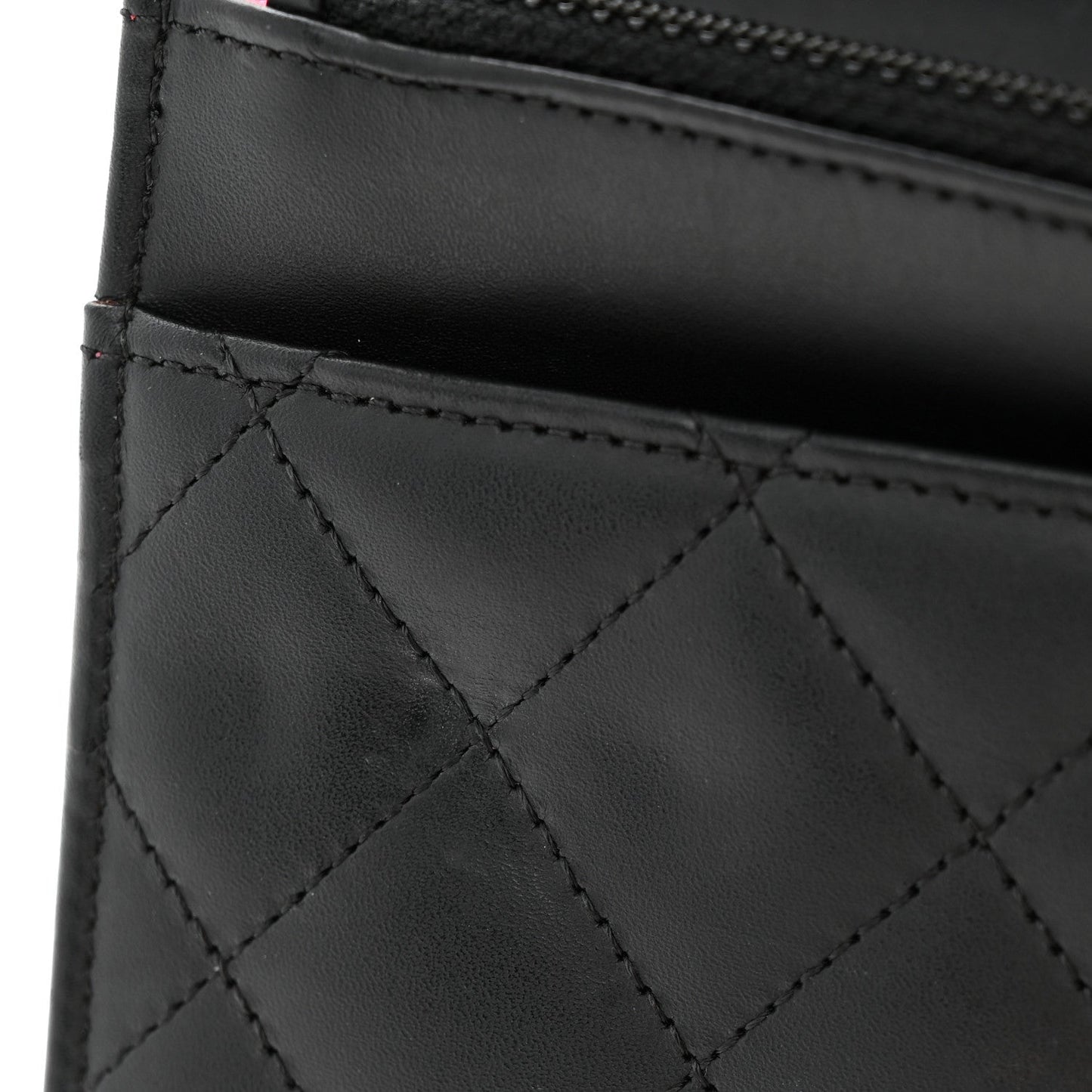 Calfskin Quilted Cambon Wallet on Chain WOC Black