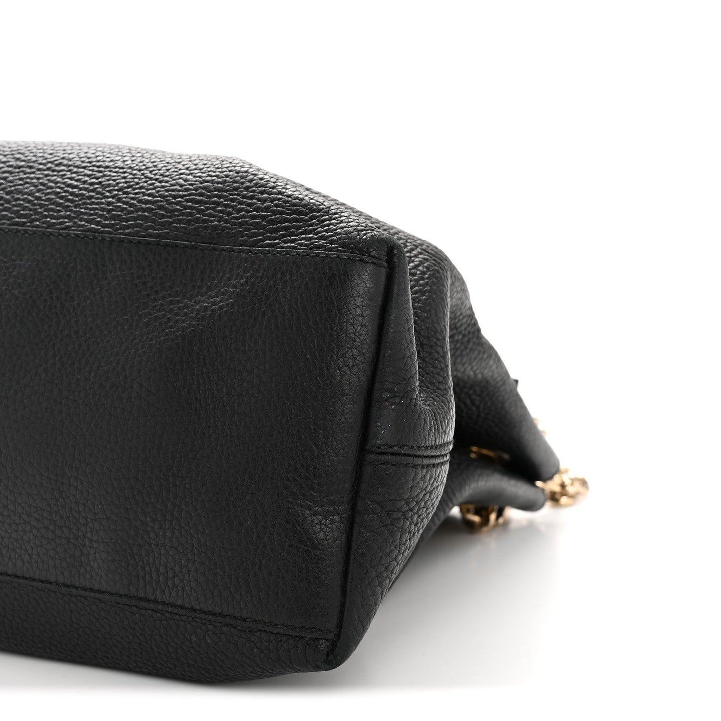 Pebbled Calfskin Medium Soho Chain Shoulder Bag Black