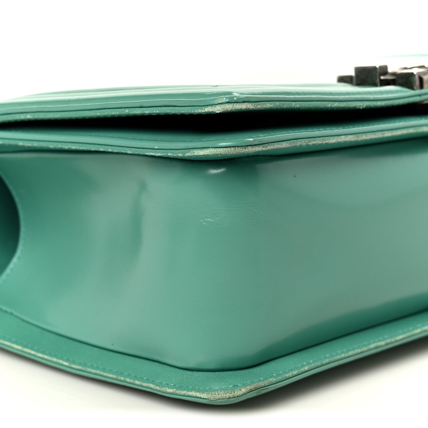 Glazed Calfskin Medium Boy Flap Green