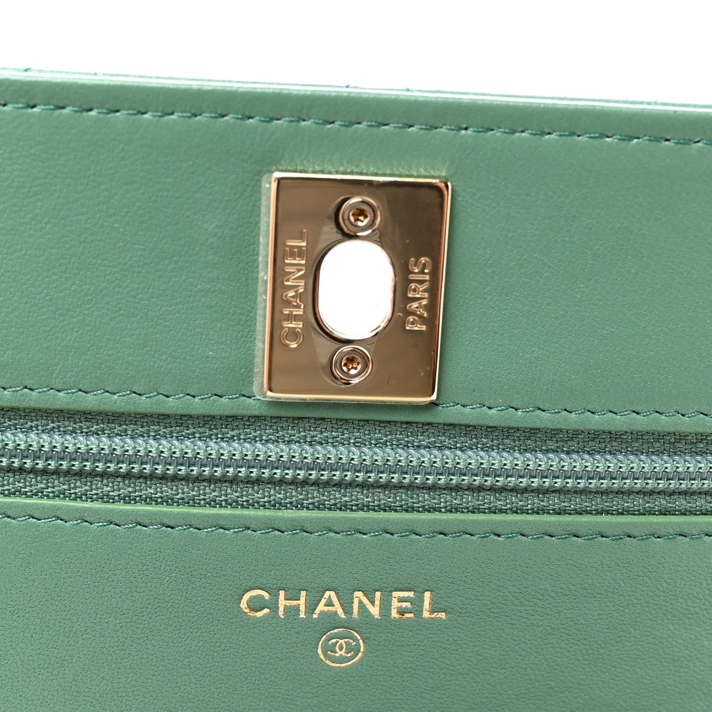 Lambskin Quilted Trendy CC Wallet On Chain WOC Green