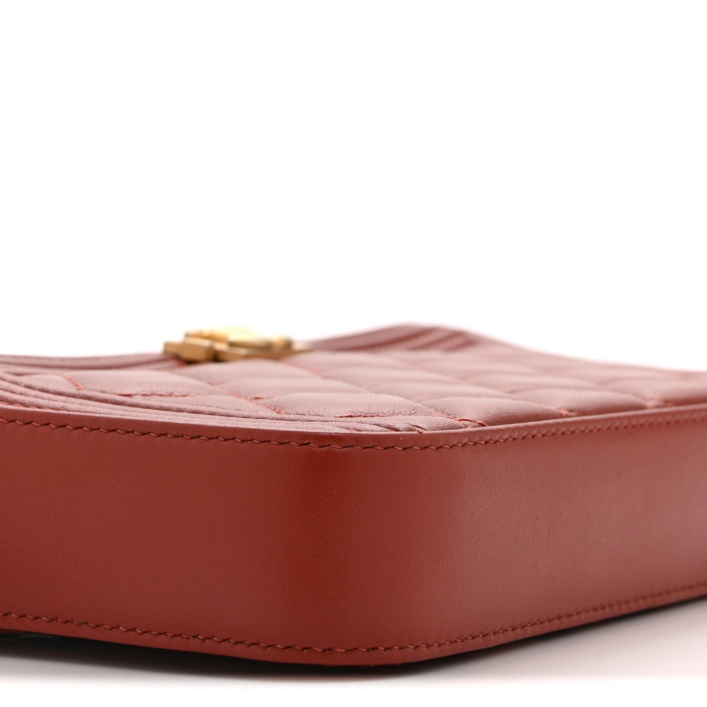 Lambskin Quilted Small Boy Clutch With Chain Orange
