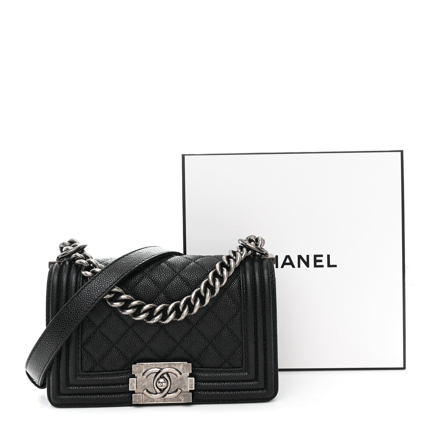 Caviar Quilted Small Boy Flap Black