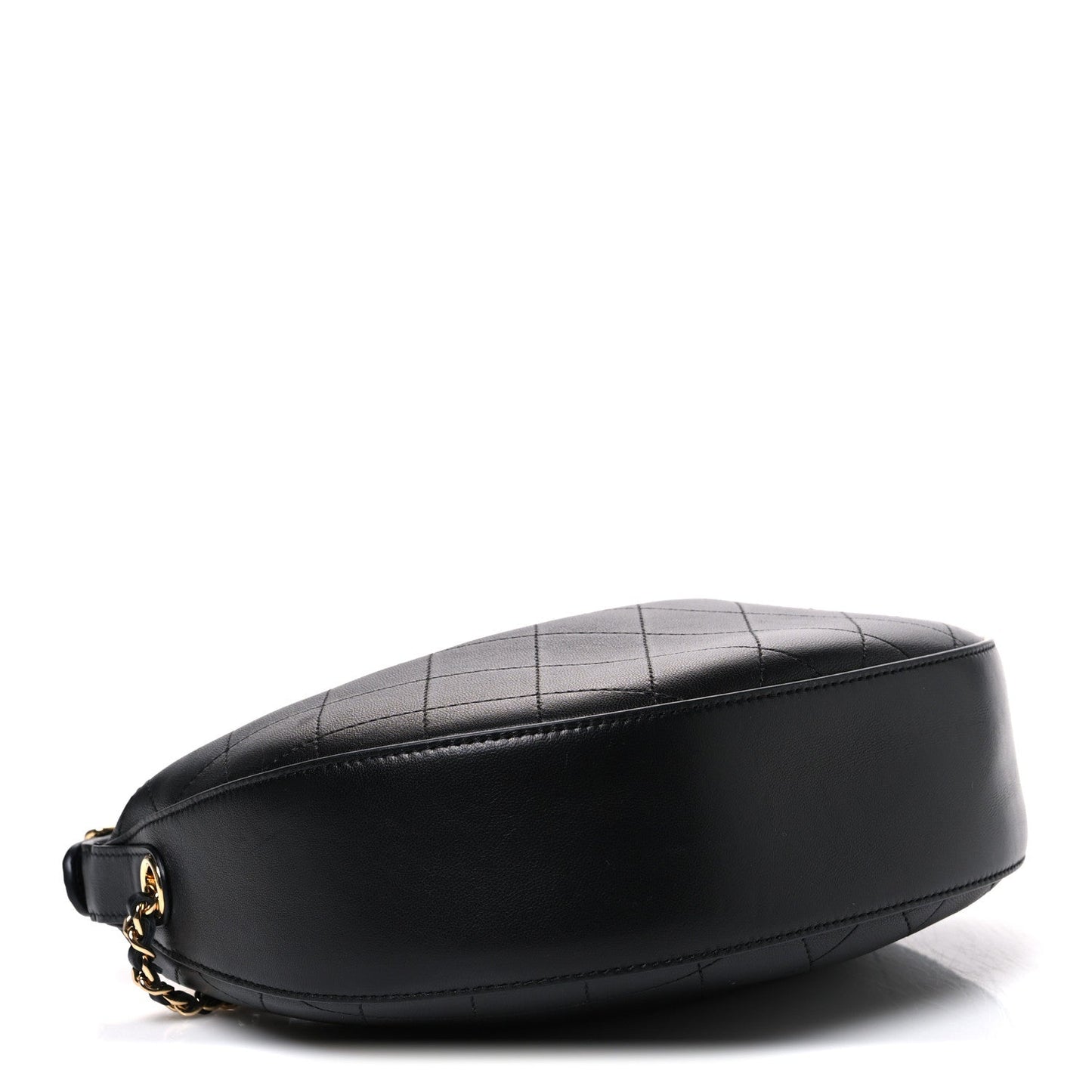 Lambskin Quilted Hobo Clutch With Chain Black