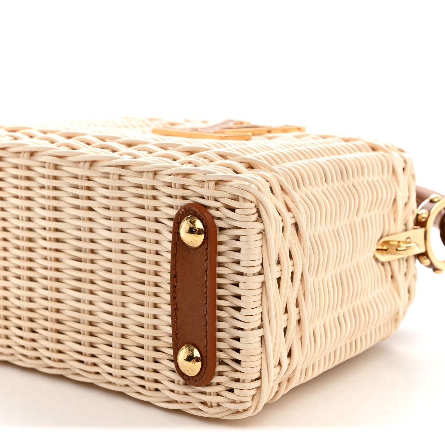 Rattan Calfskin Capucines Mini Brown