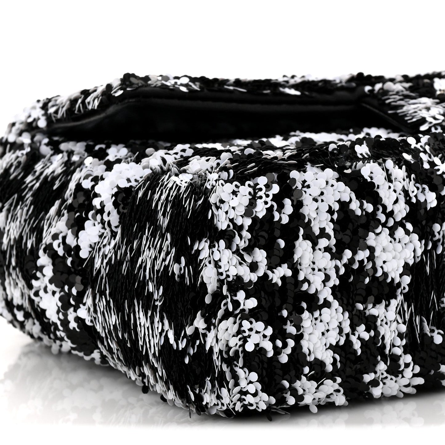 Sequin Houndstooth Small Flap Black White