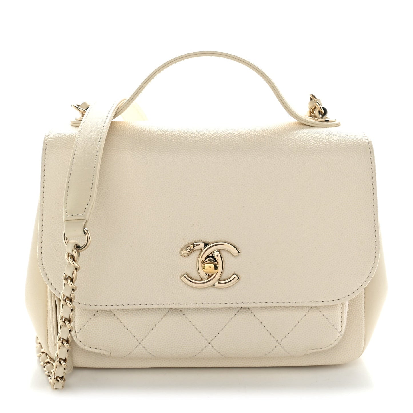 Caviar Quilted Small Business Affinity Flap White