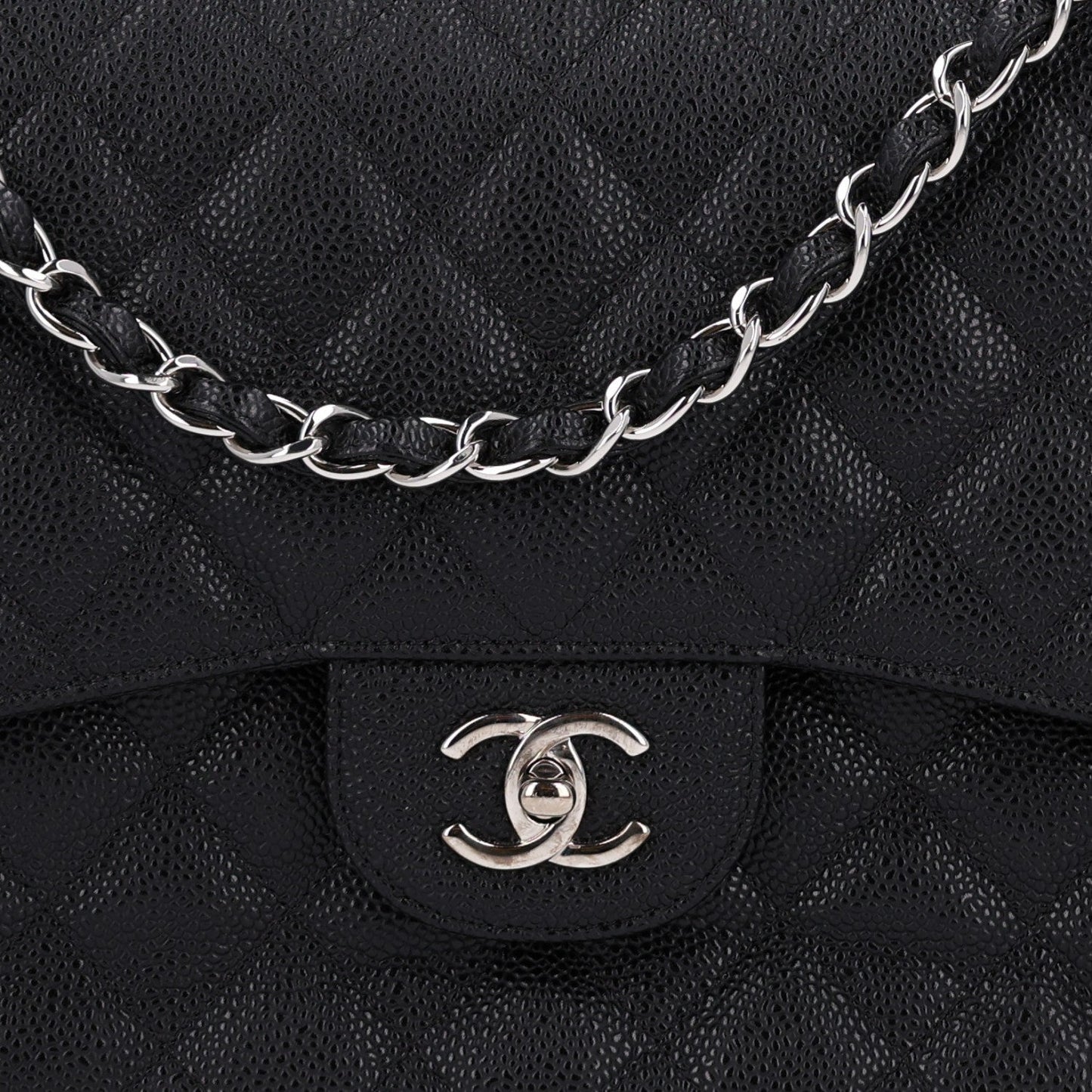Caviar Quilted Jumbo Double Flap Black