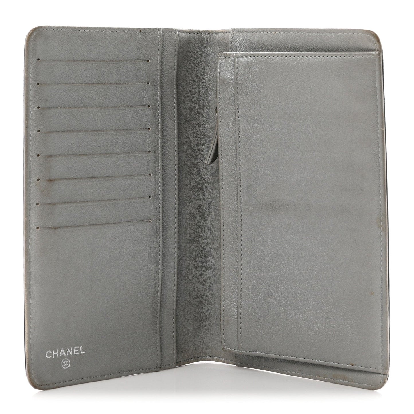 Lambskin Camellia Embossed Yen Wallet Black
