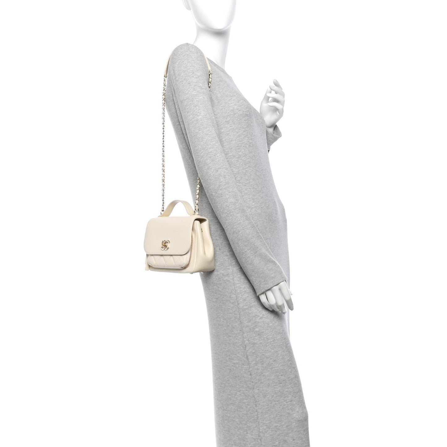 Caviar Quilted Small Business Affinity Flap White