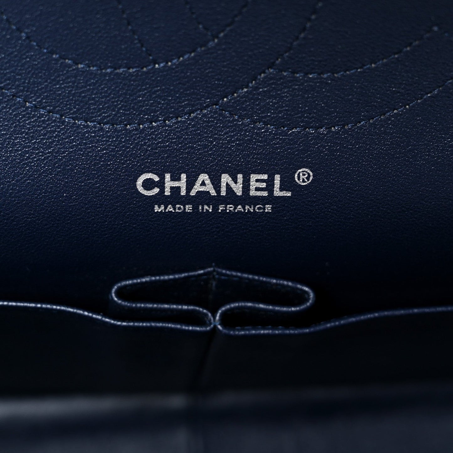 Lambskin Quilted Jumbo Double Flap Navy