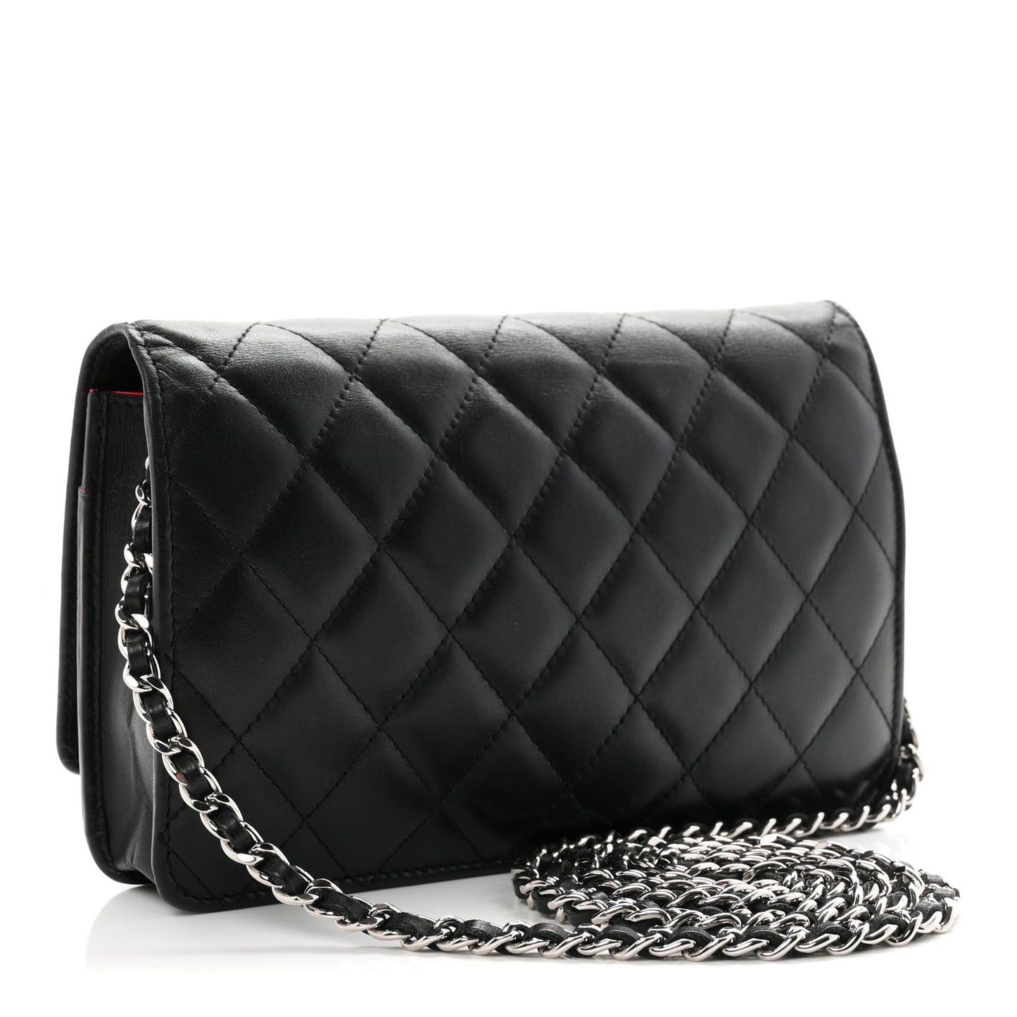 Calfskin Quilted Cambon Wallet on Chain WOC Black