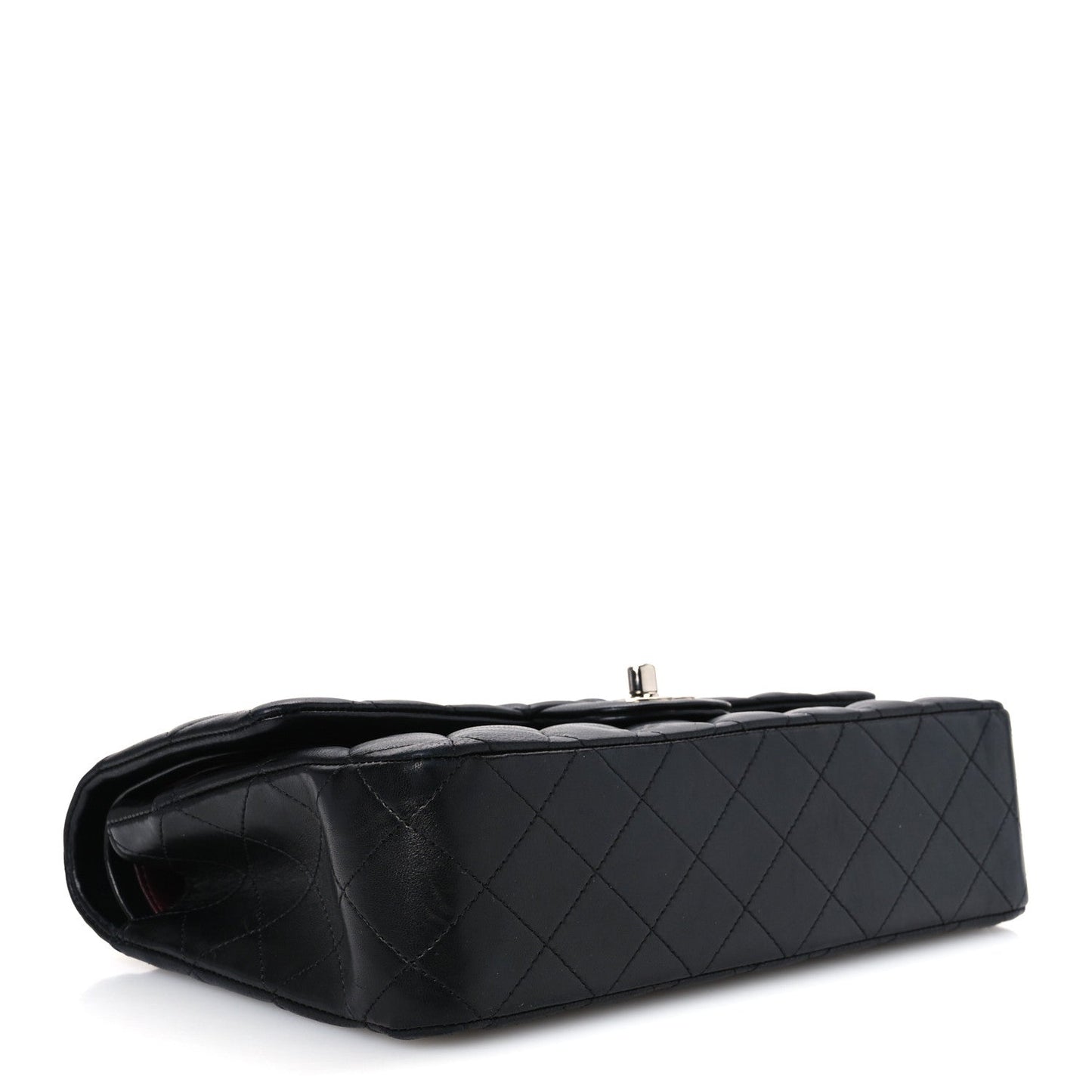 Lambskin Quilted Medium Double Flap Black Black