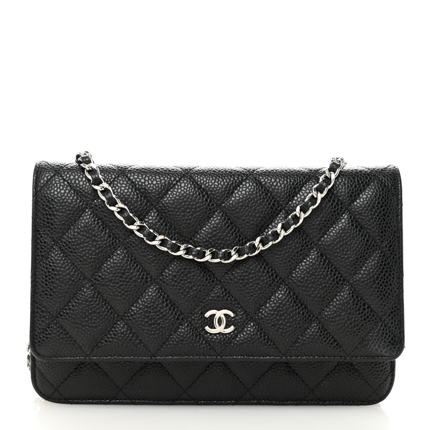 Caviar Quilted Wallet on Chain WOC Black
