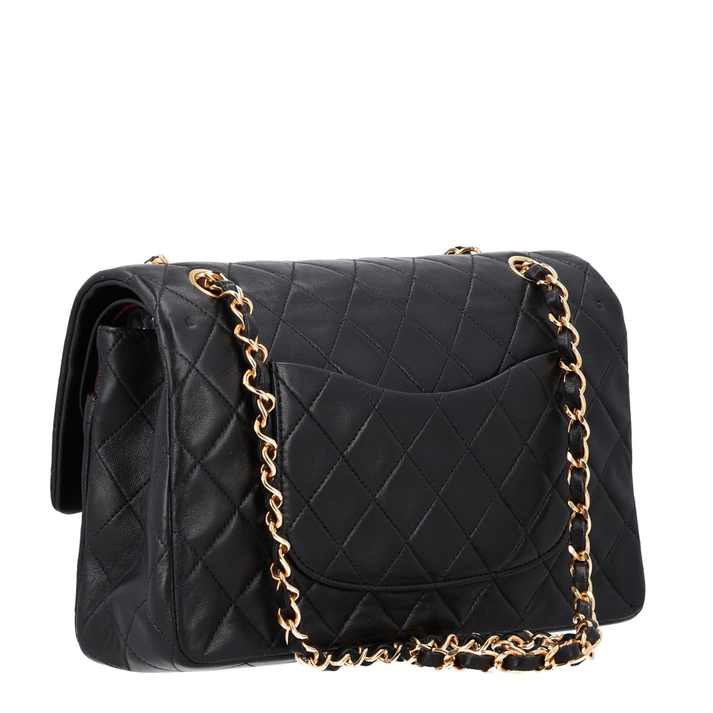 Lambskin Quilted Medium Double Flap Black