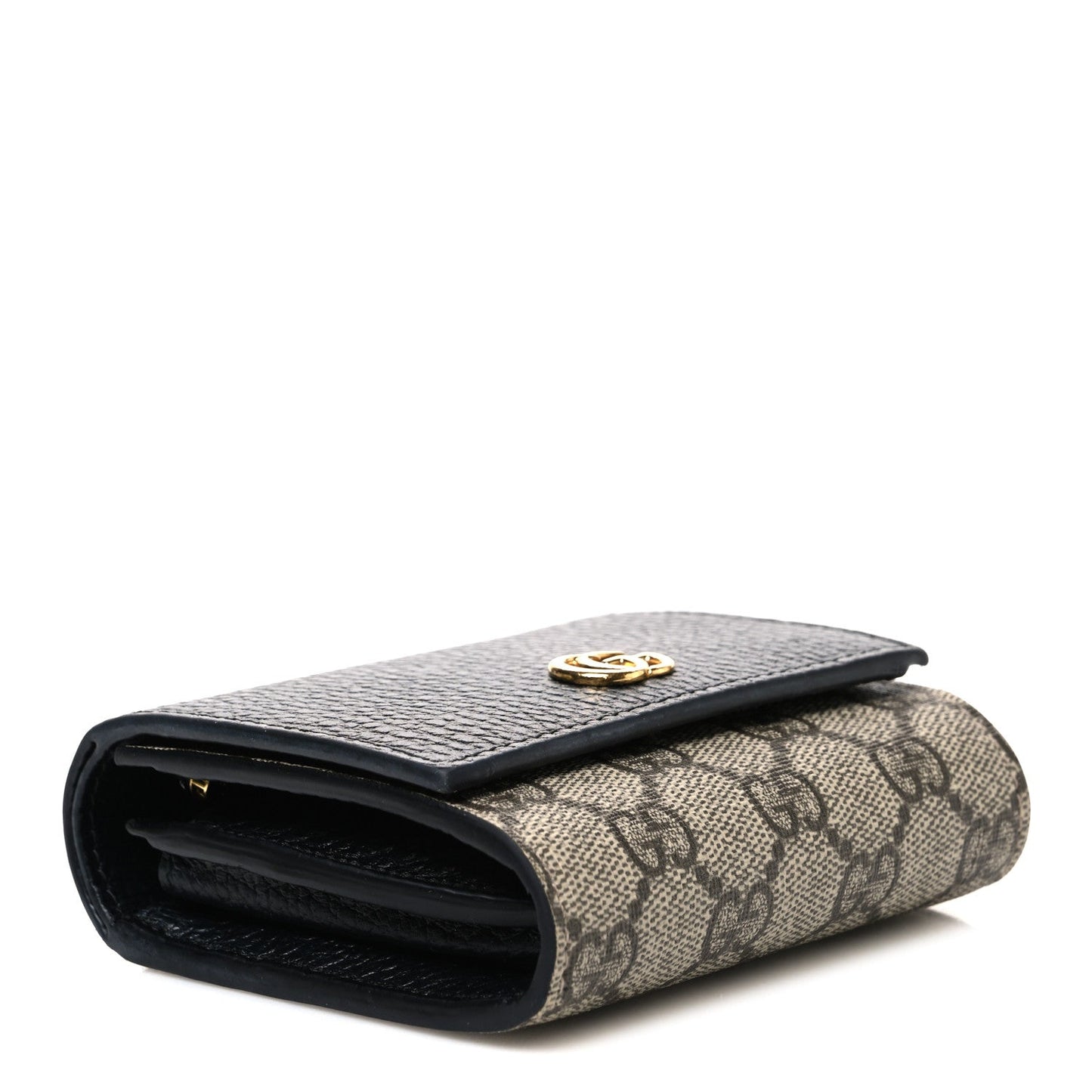 Dollar Calfskin GG Supreme Monogram Medium GG Marmont Wallet Black Beige Ebony