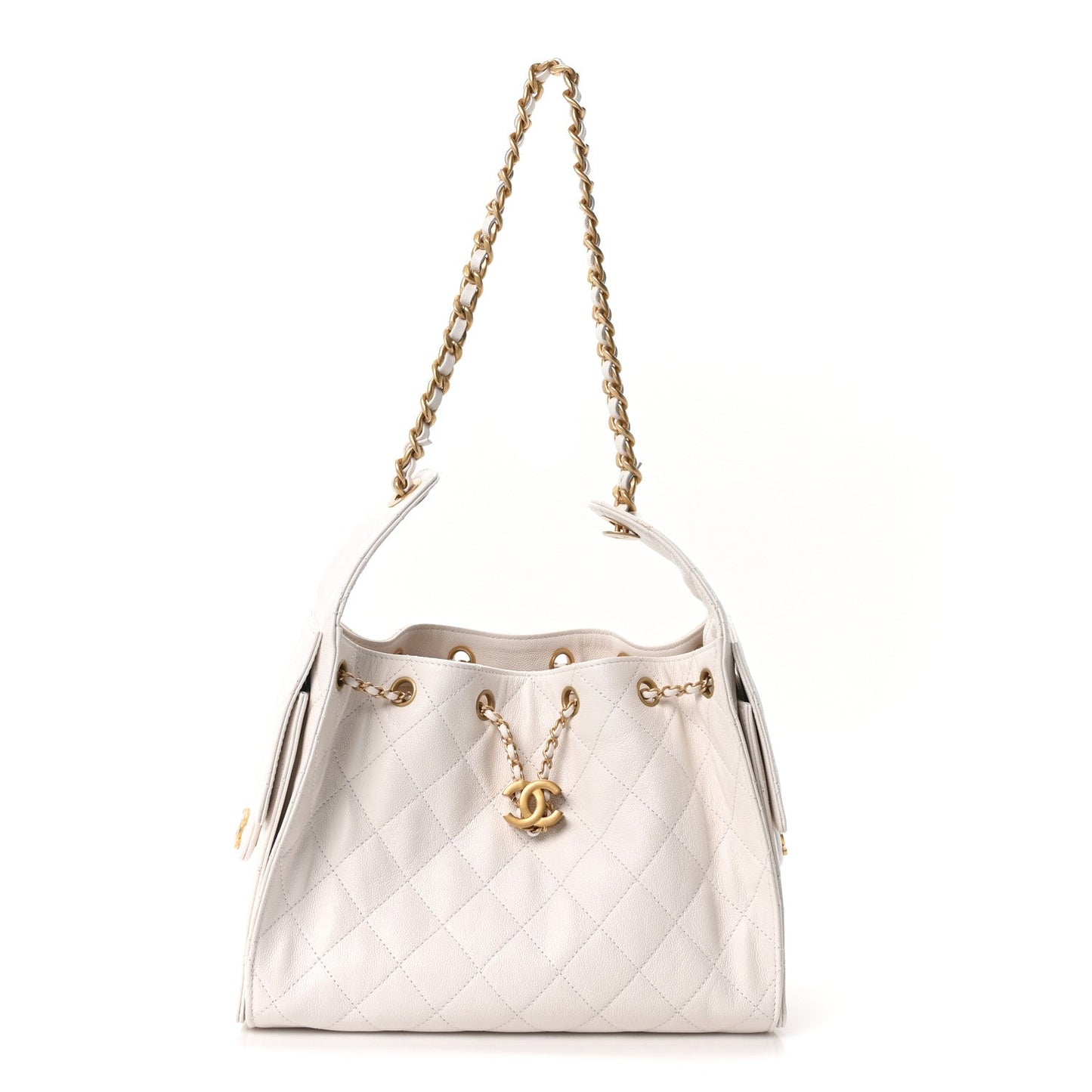 Caviar Quilted Small Chanel 25 Handbag White