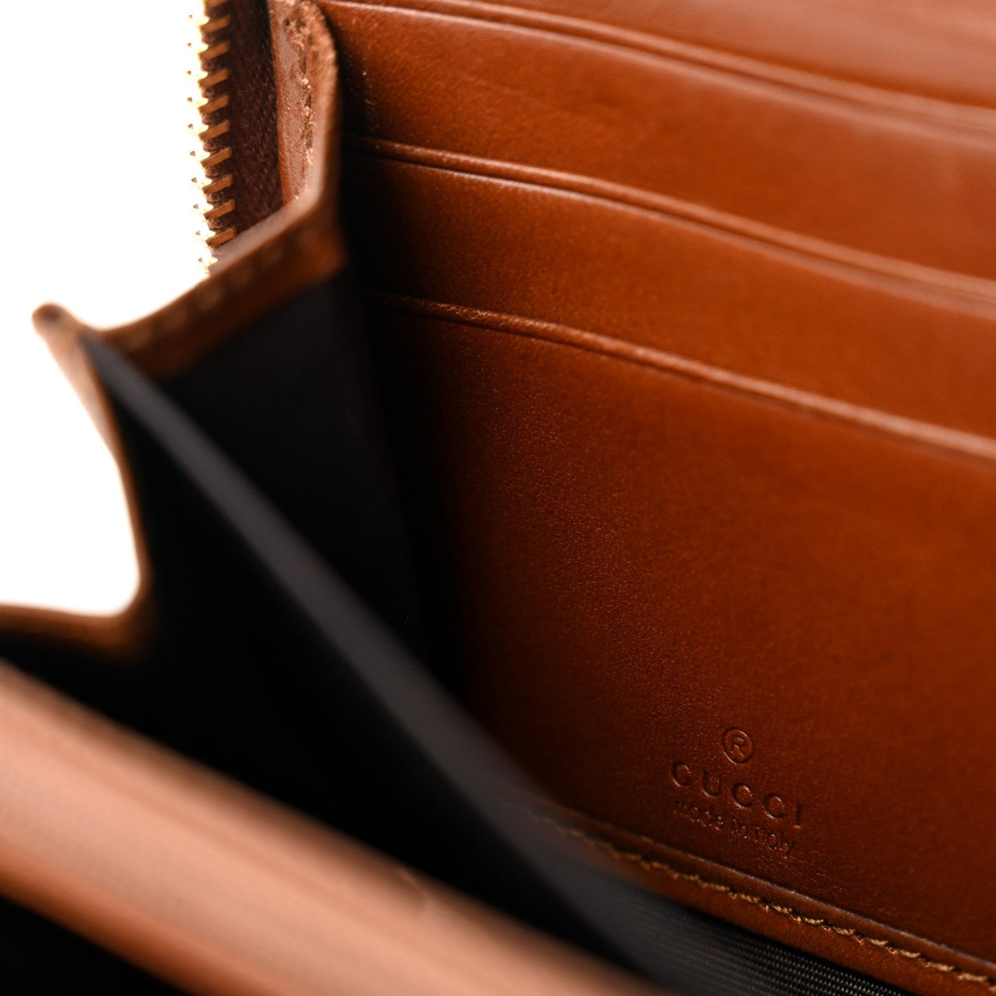 GG Supreme Monogram Cuoio Toscano Zip Around Wallet Beige Ebony Cuir