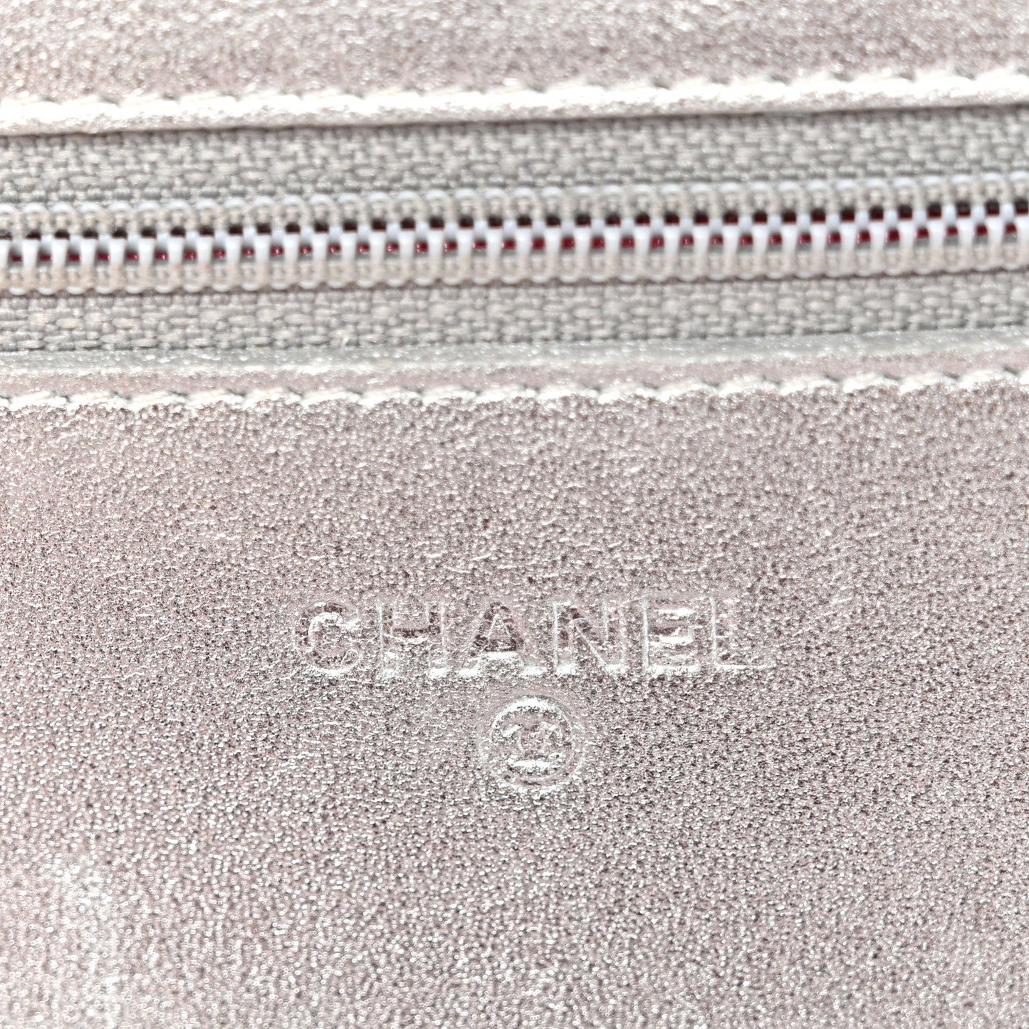 Metallic Lambskin Quilted Wallet On Chain WOC Silver