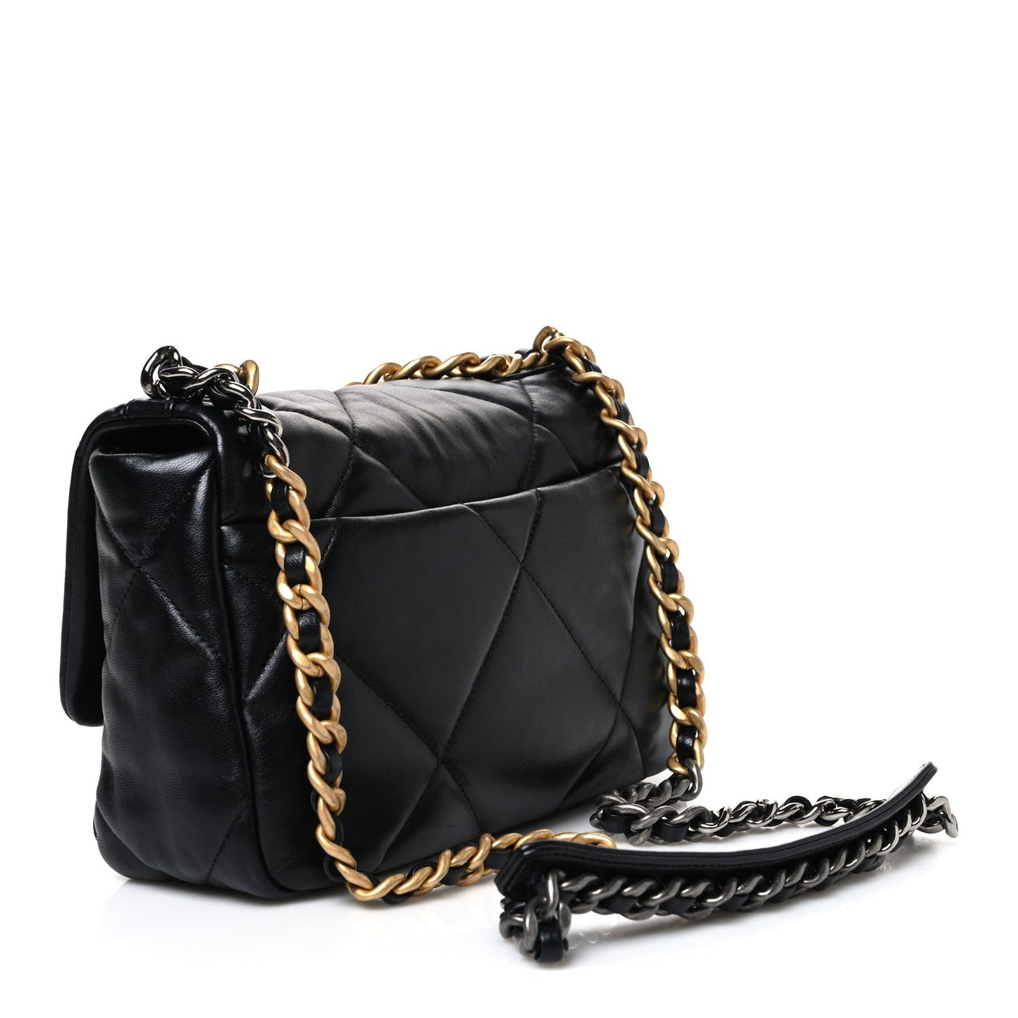 Lambskin Quilted Medium Chanel 19 Flap Black