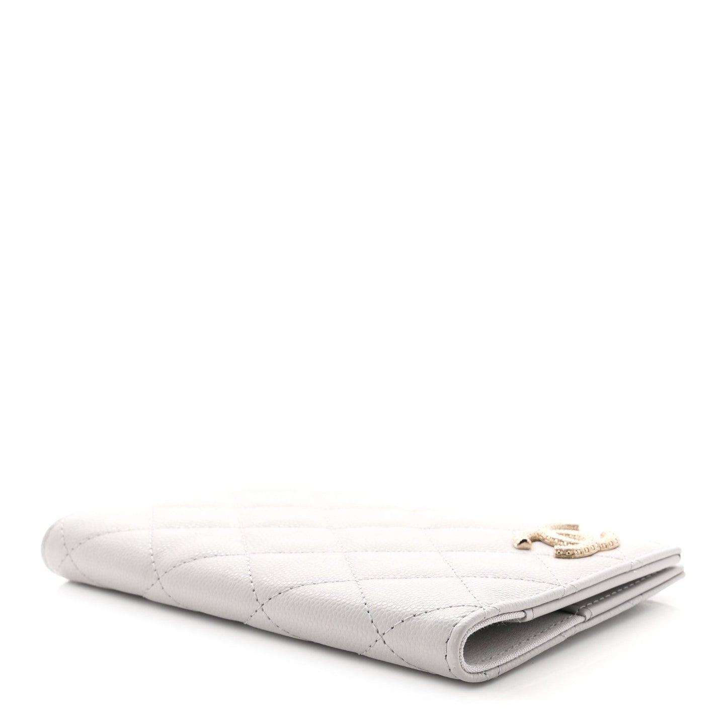 Caviar Quilted CC Passport Holder Grey