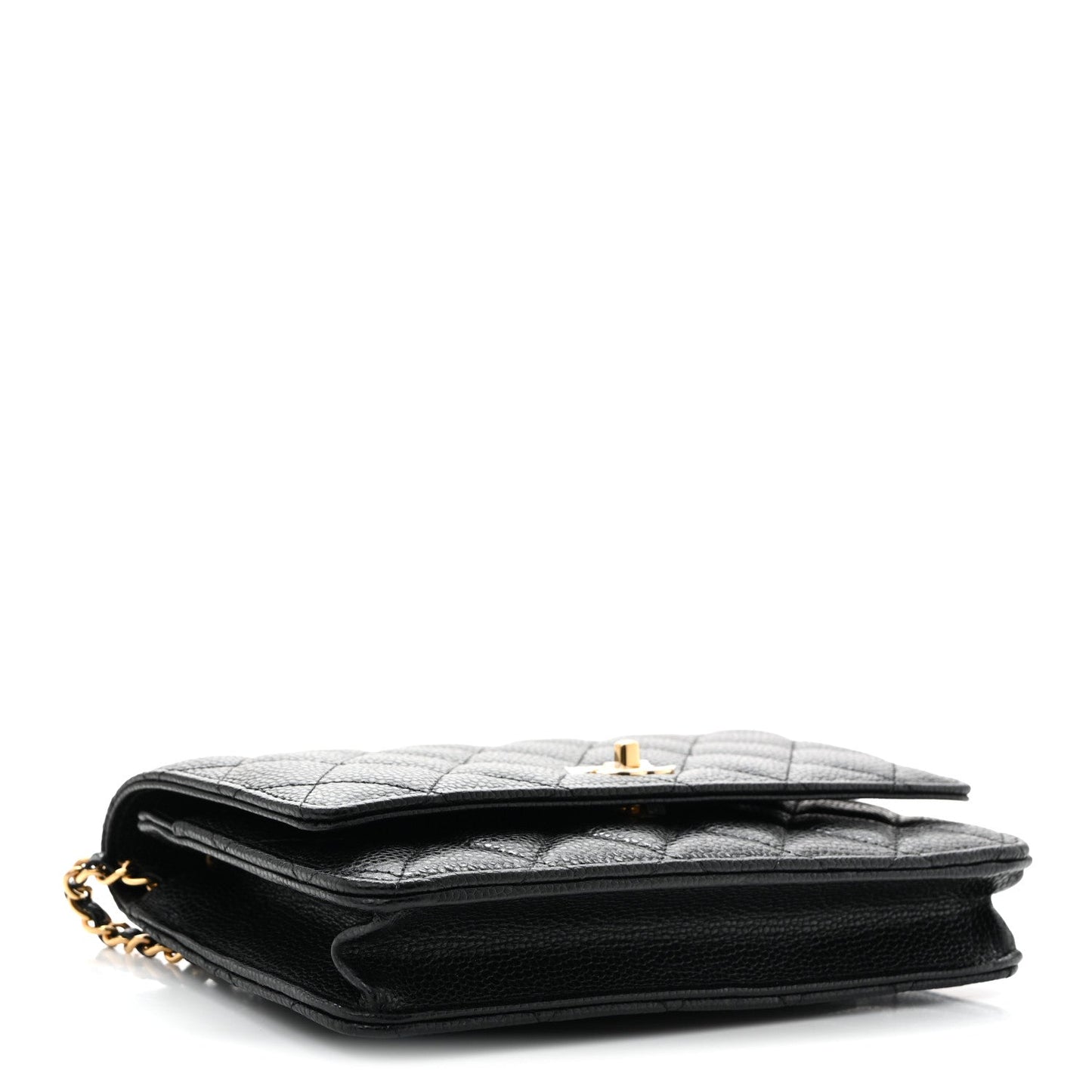 Caviar Quilted CC Turnlock Wallet On Chain WOC Black