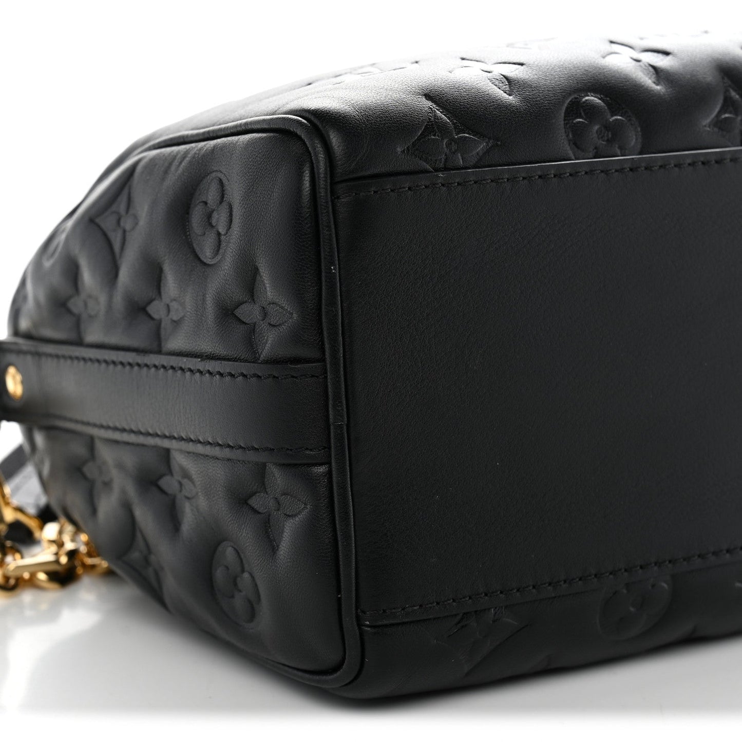 Lambskin Embossed Monogram Speedy 22 Bandouliere Black