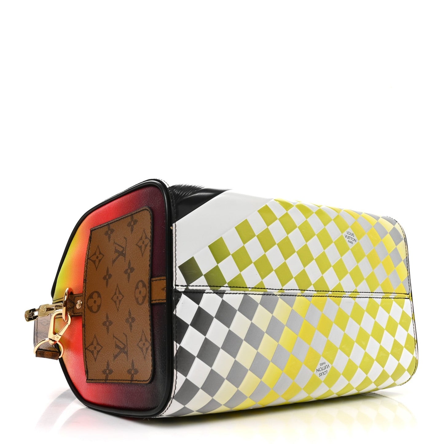 Epi Reverse Monogram Damier Race Speedy Bandouliere 30 Black Yellow