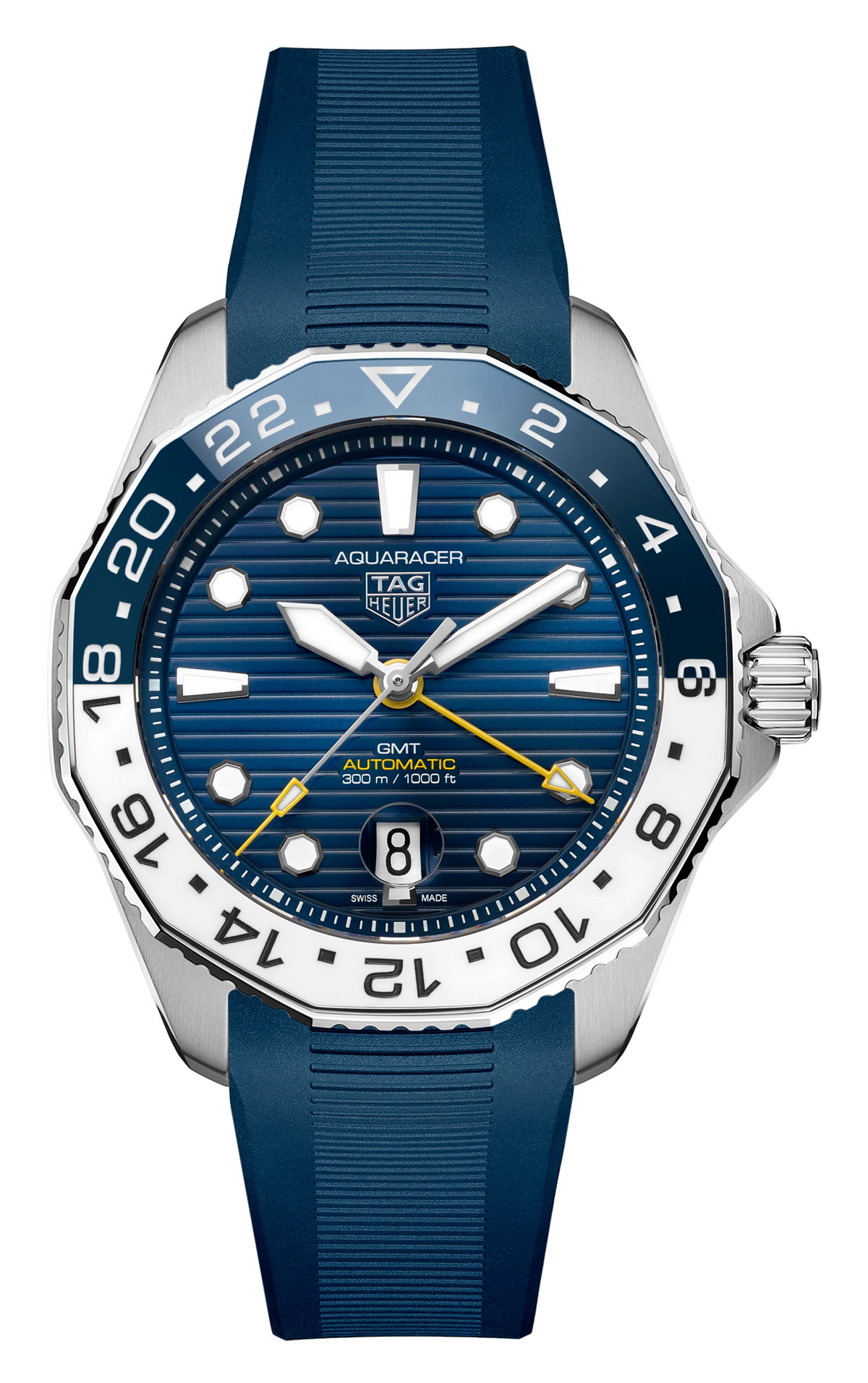 Tag Heuer Aquaracer Professional 300 GMT Automatic Blue Dial Blue Rubber Strap Watch for Men - WBP2010.FT6198