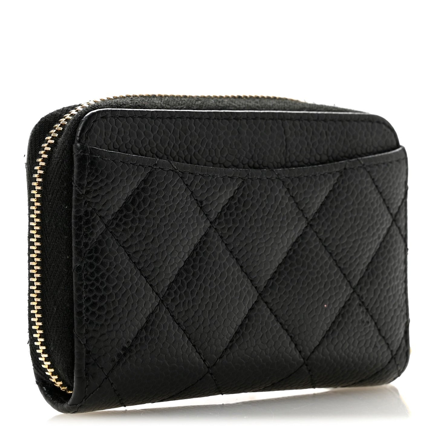 Caviar Quilted Zip Coin Purse Black
