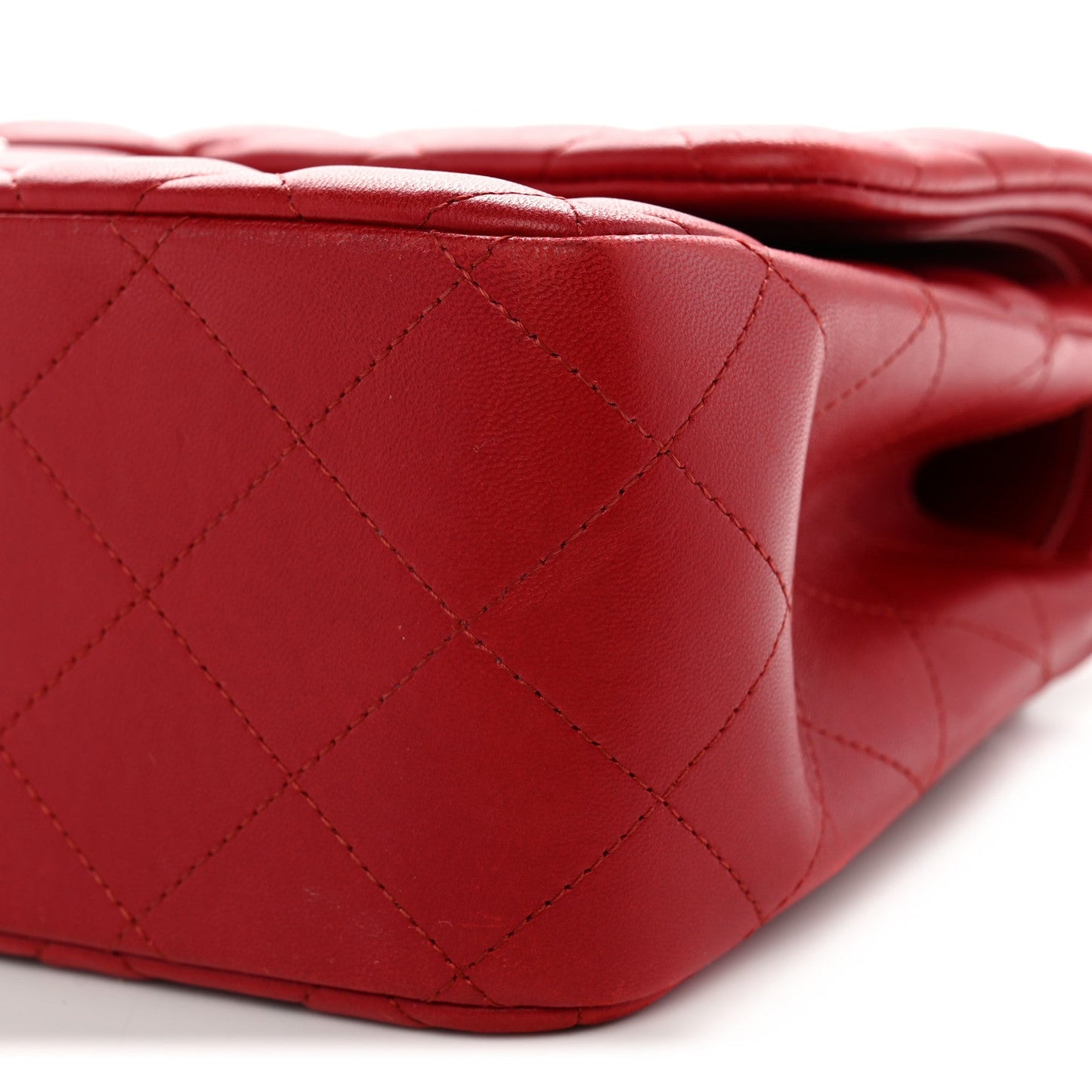 Lambskin Quilted Jumbo Double Flap Red