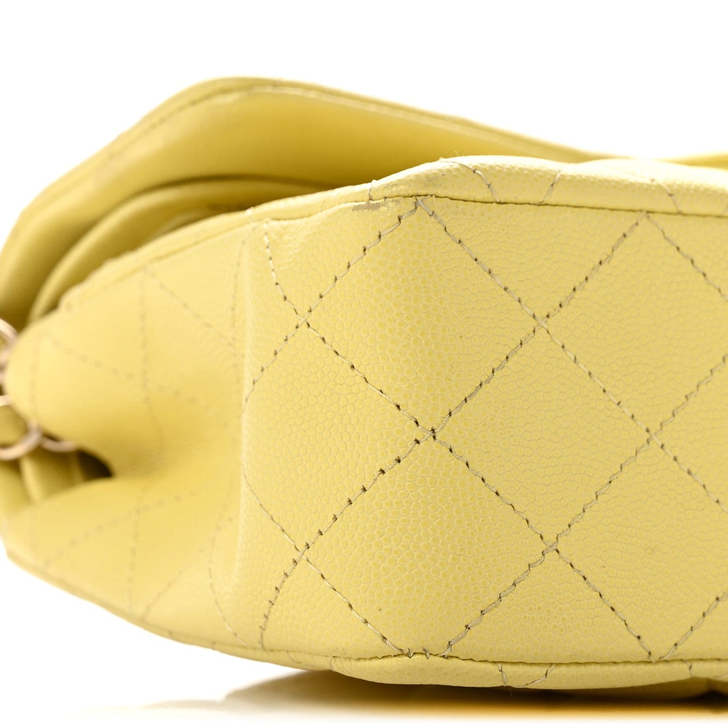 Caviar Quilted Small Double Flap Light Yellow