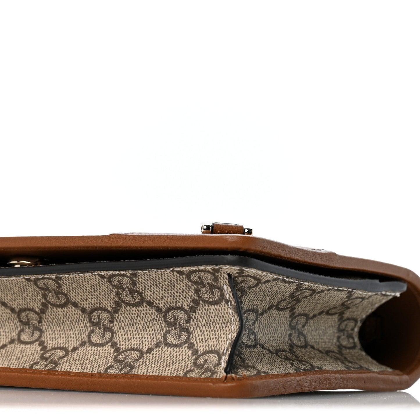 GG Emblem Monogram Wallet With Strap Beige Brown