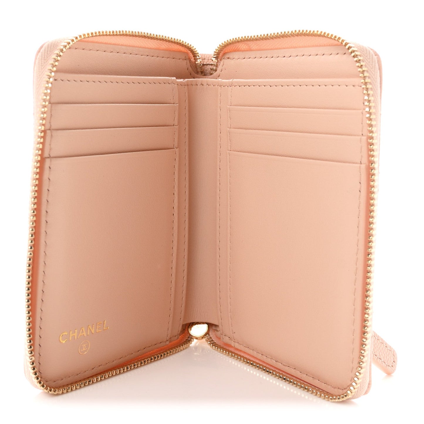 Caviar Crystal Quilted CC Zip Coin Purse Light Pink