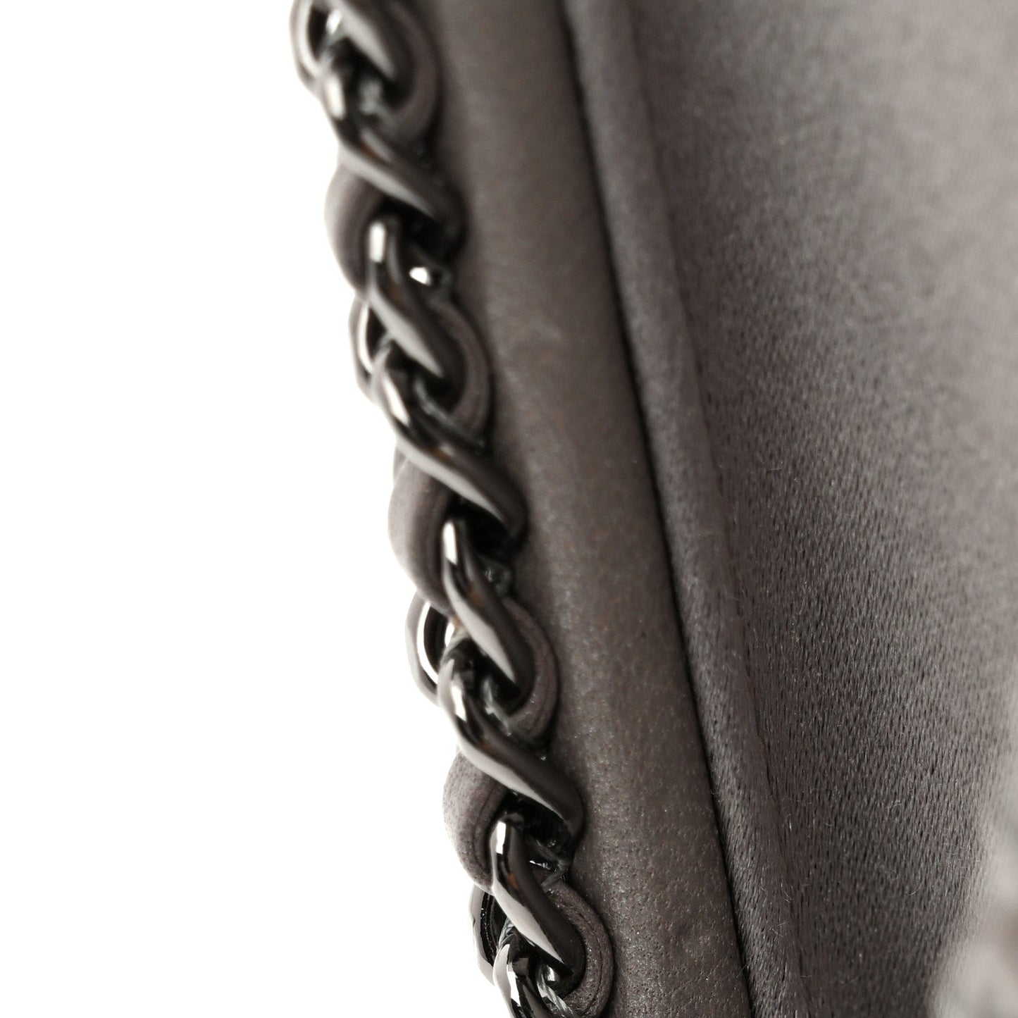Lambskin Quilted CC Studded Chain Around Clutch Grey