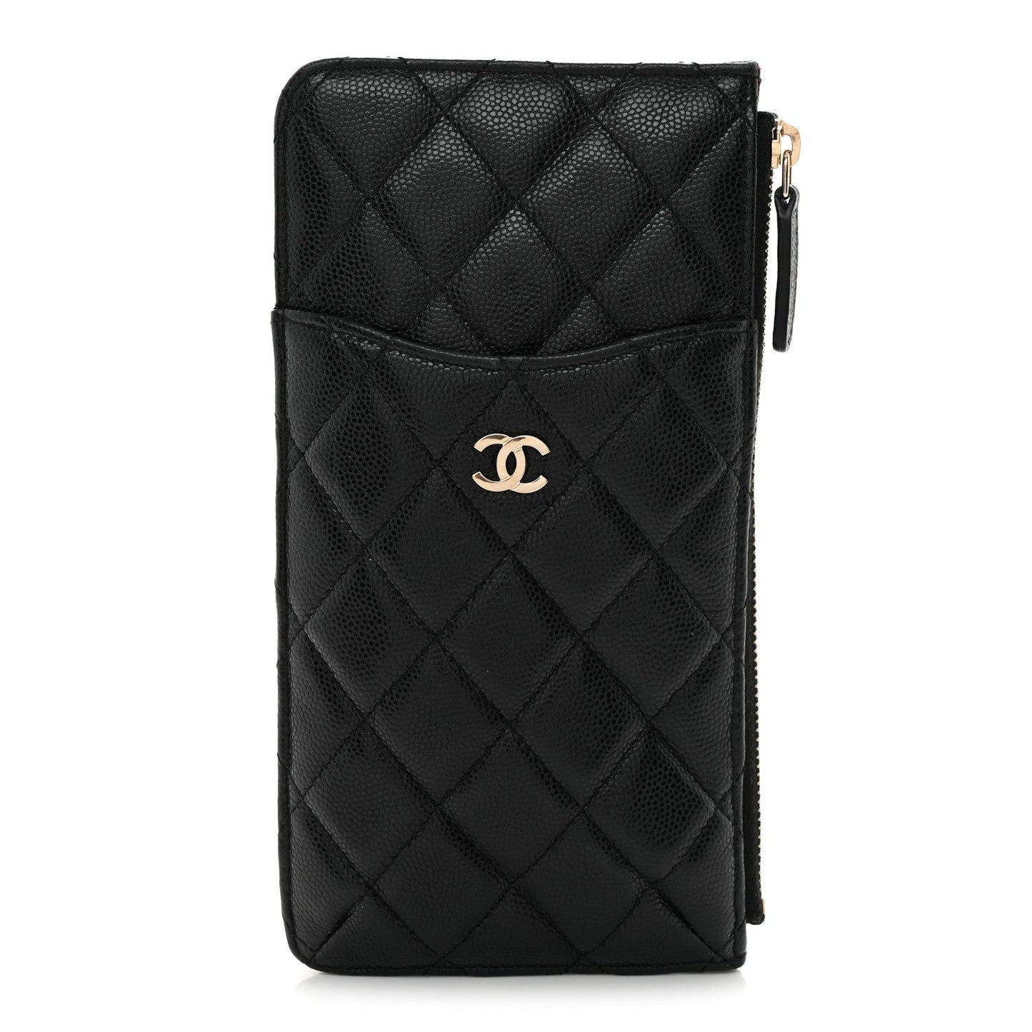 Caviar Quilted Classic Flat Wallet Pouch Black