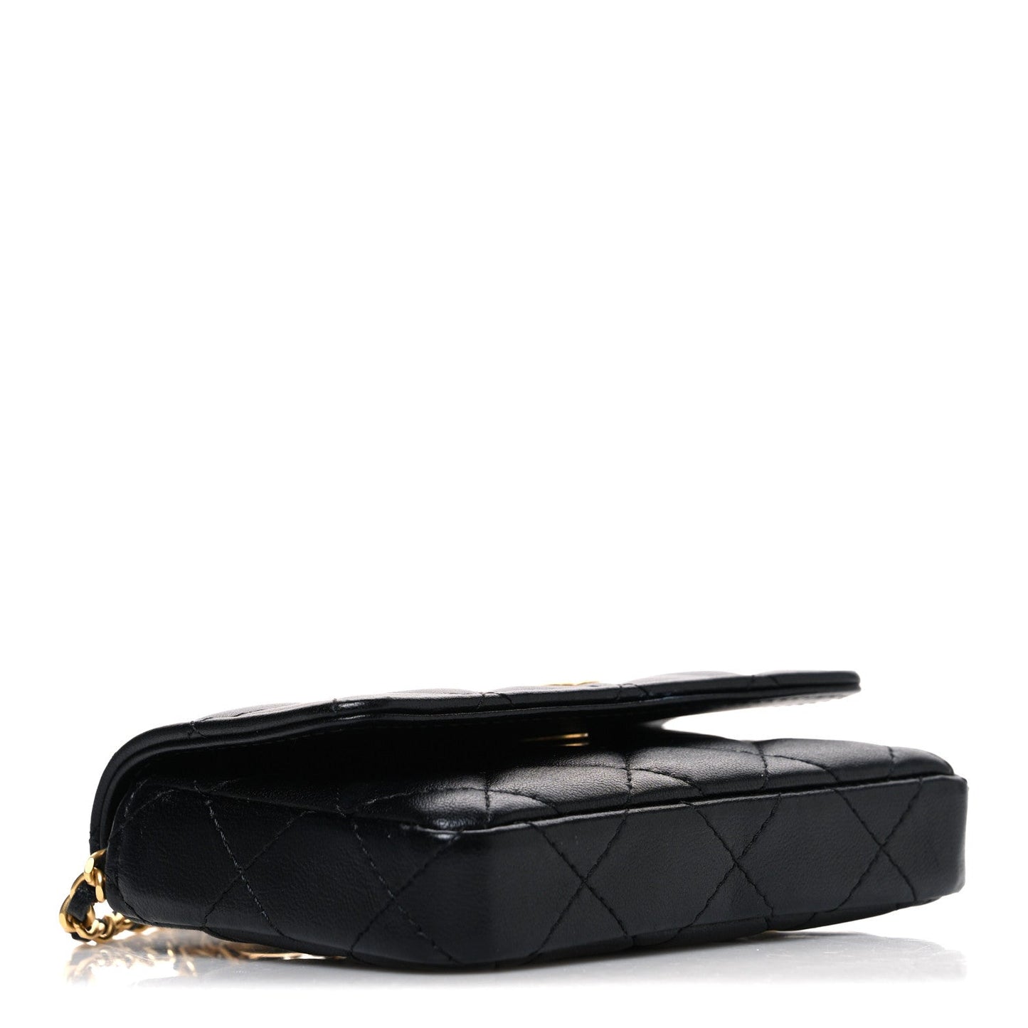 Lambskin Enamel Quilted Coco Hearts Clutch With Chain Black