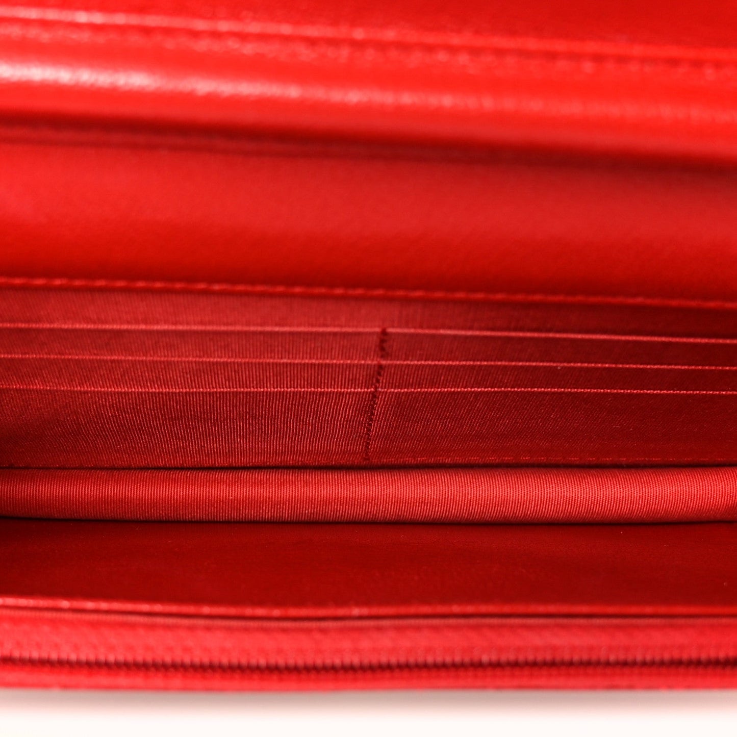 Goatskin Chevron Quilted Statement Wallet On Chain WOC Red