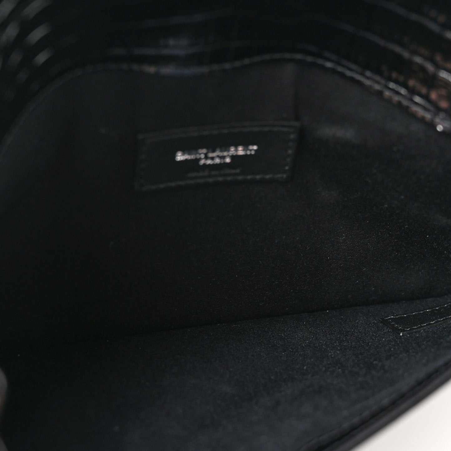 Calfskin Crocodile Embossed Uptown Monogram Clutch Black