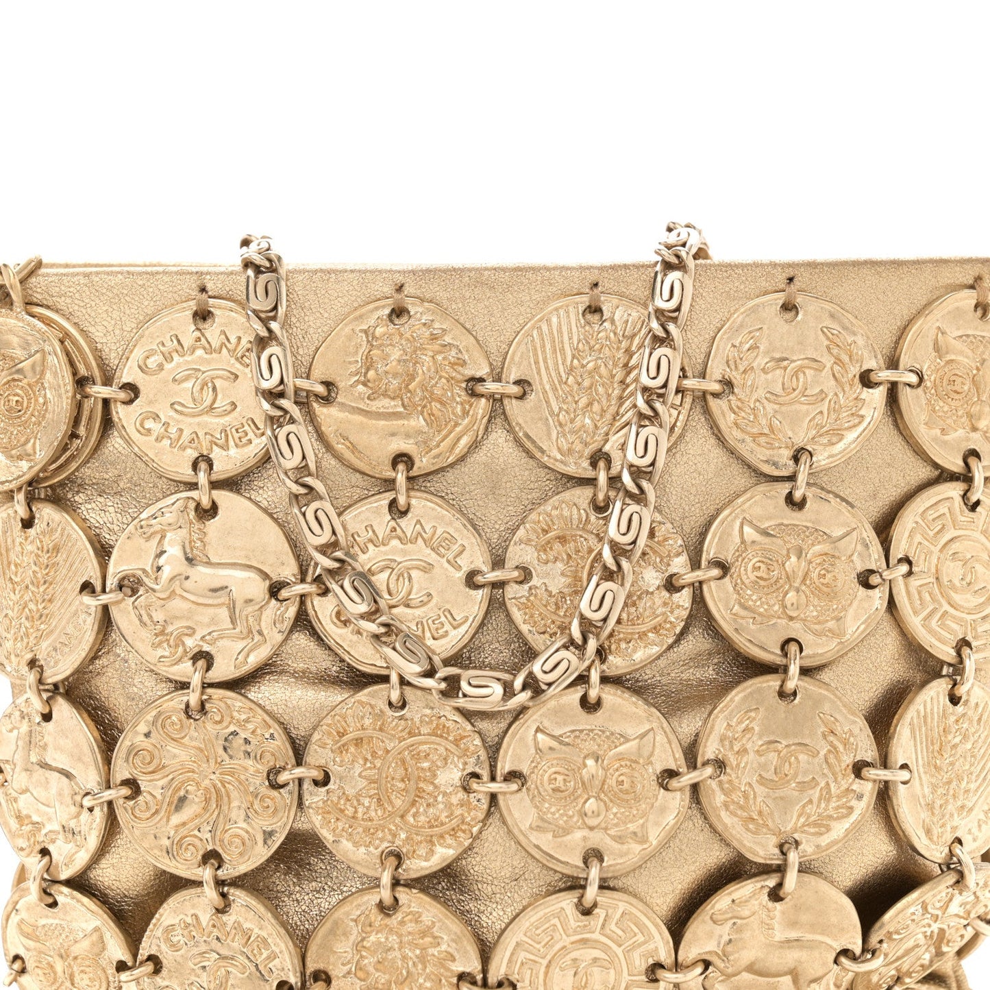 Metallic Calfskin Medallion Shoulder Bag Gold