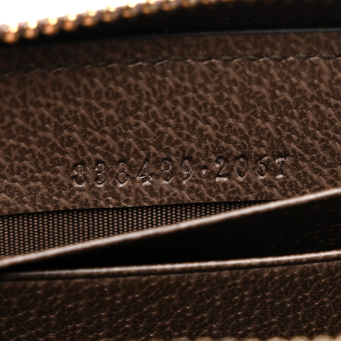 GG Supreme Monogram Textured Dollar Calfskin Web Ophidia Zip Around Card Case Wallet Beige Ebony New Acero