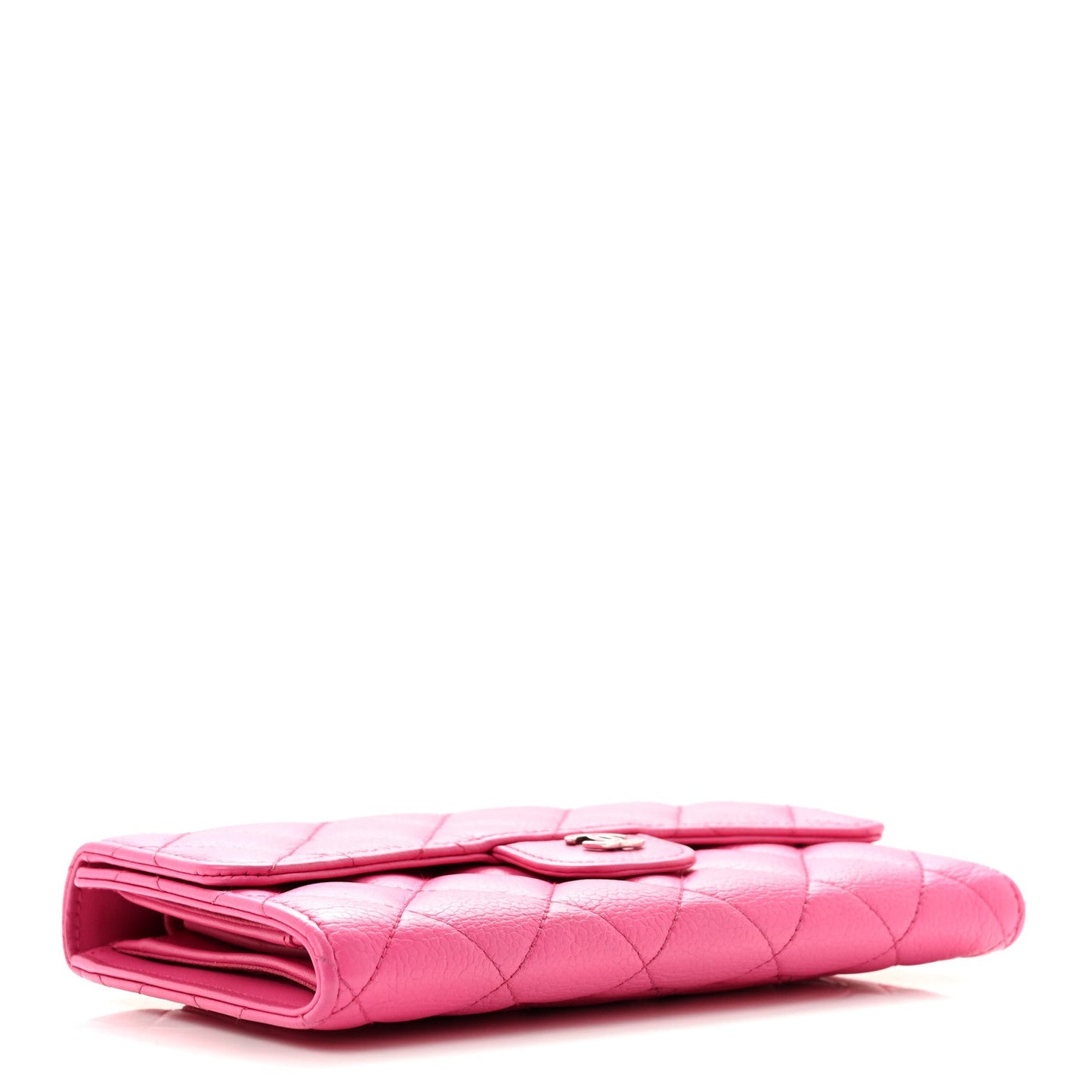 Caviar Quilted Large Flap Wallet Pink