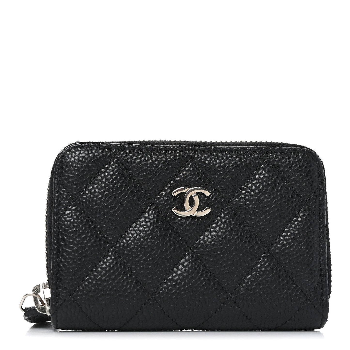 Caviar Quilted Zip Coin Purse Black