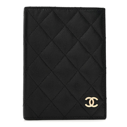 Caviar Quilted Passport Holder Black